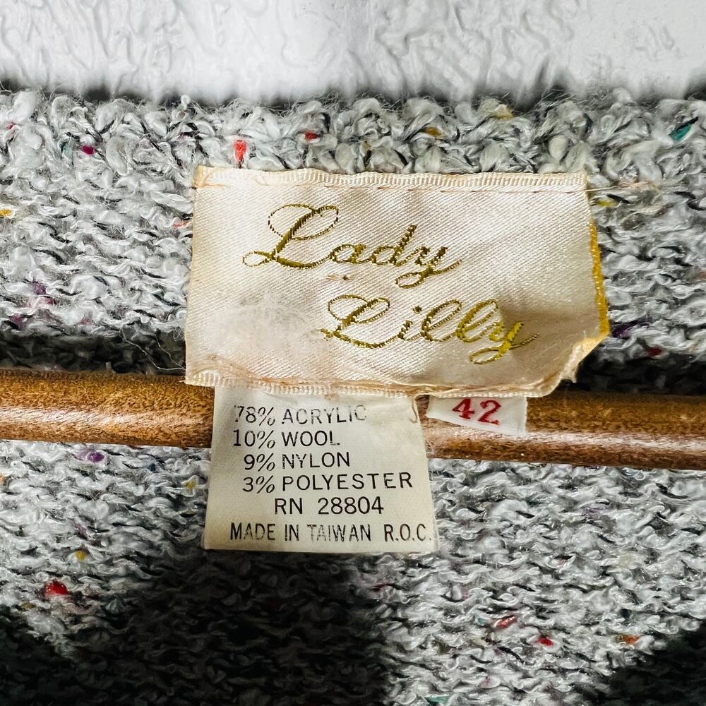Vintage 80s Lady Lilly Wool Blend Sweater V Neck Long Sleeve - 42 - Picture 4 of 4